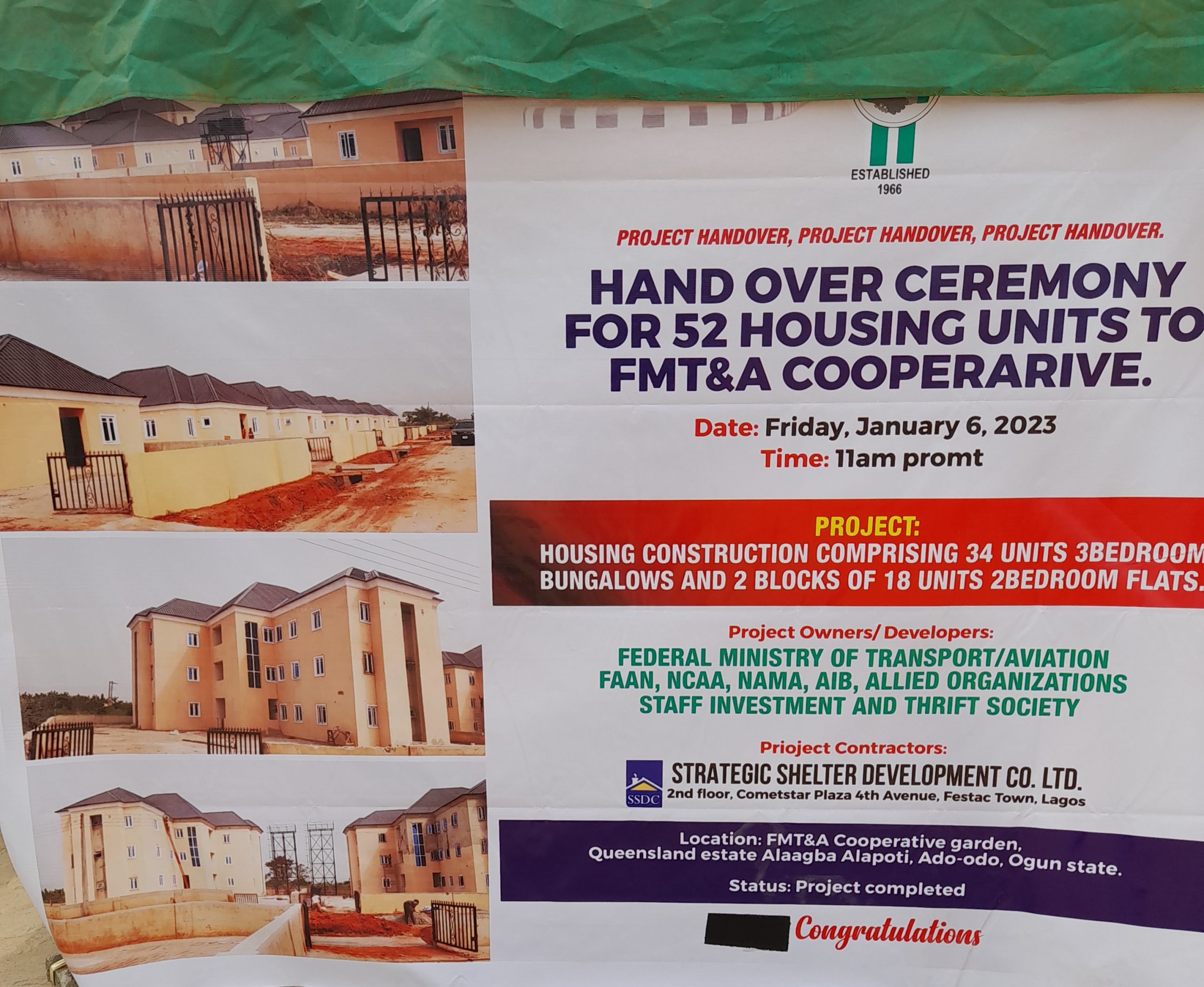 FMT & A Cooperative Takes Delivery of its 52 Housing Units Built for Members